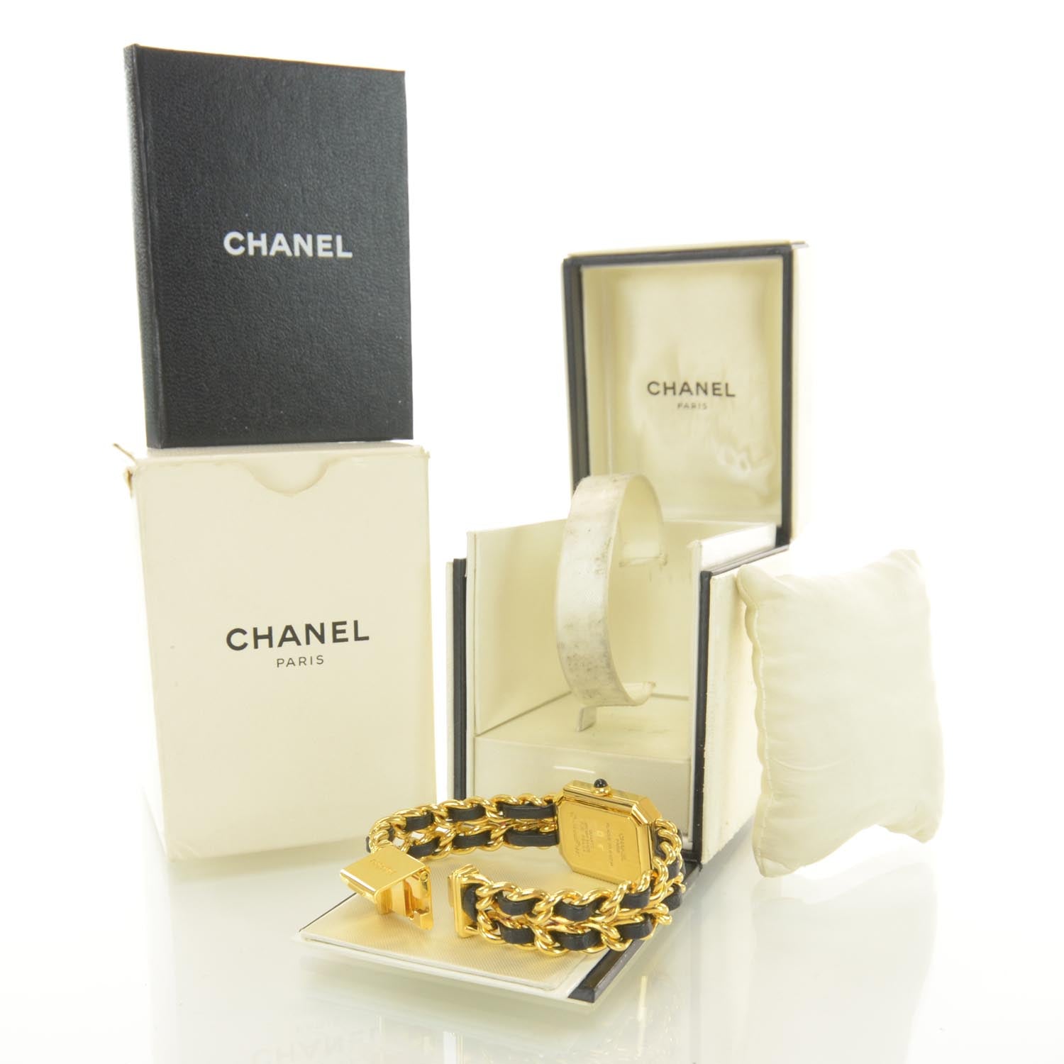 Chanel Stainless Steel Lambskin 20mm Chain Premiere Quartz Watch Gold M 2 of 6