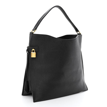Tom Ford Pebbled Calfskin Large Alix Padlock Zip Hobo Bag Black 4 of 12