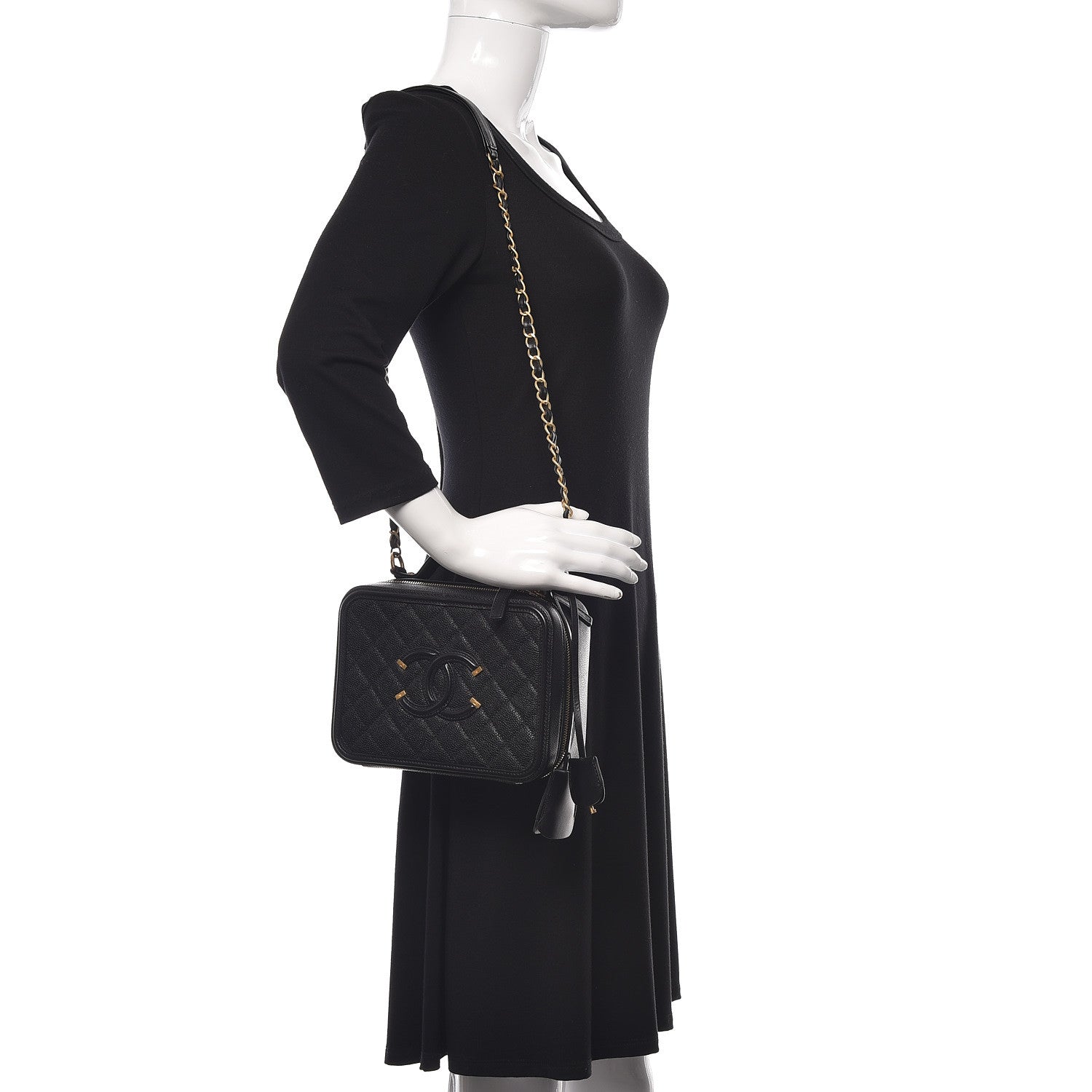 Chanel Caviar Quilted Medium CC Filigree Vanity Case Black 2 of 12