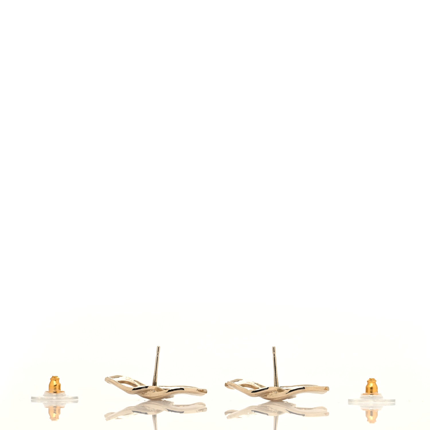 Chanel Metal CC Stud Earrings Gold 3 of 4
