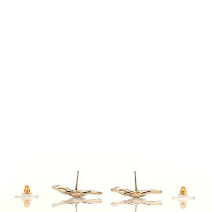 Chanel Metal CC Stud Earrings Gold 3 of 4