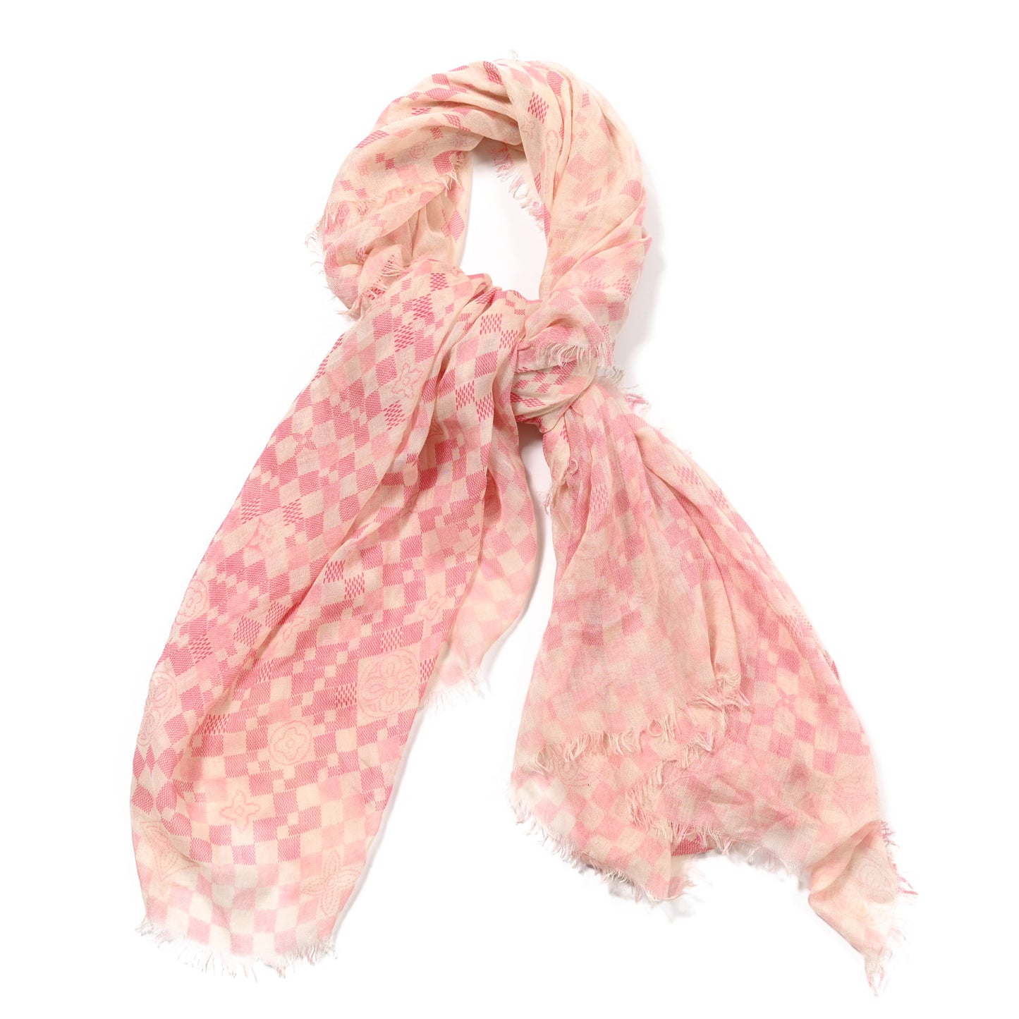 Cashmere Silk Damier Scarf Ivory Pink