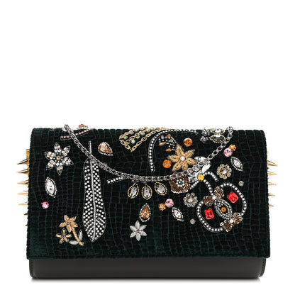 Christian Louboutin Calfskin Beaded Chain Wallet Dark Gray 1 of 9