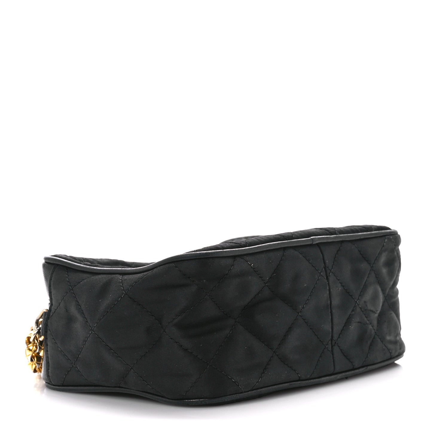 Satin Quilted Tassel Camera Case Black