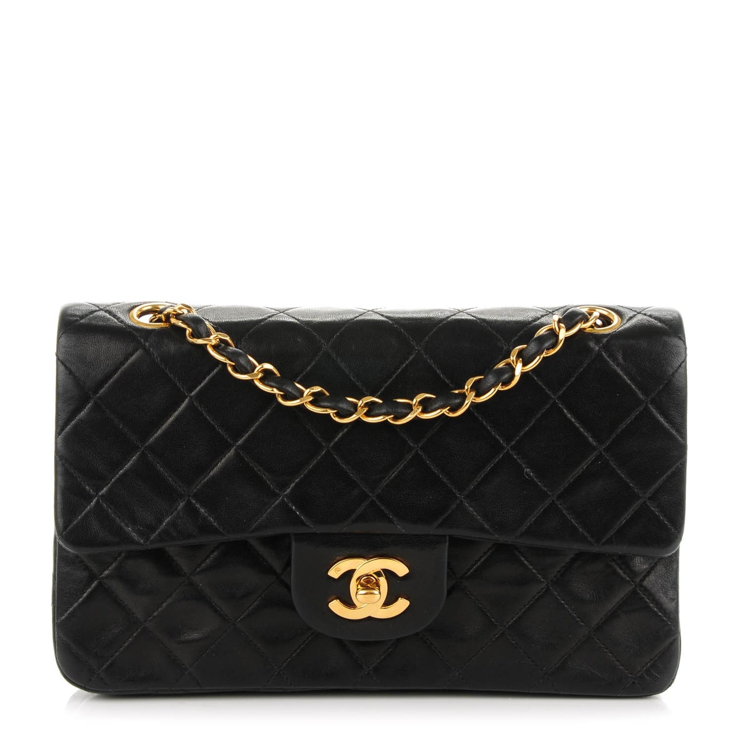 Lambskin Quilted Small Double Flap Black