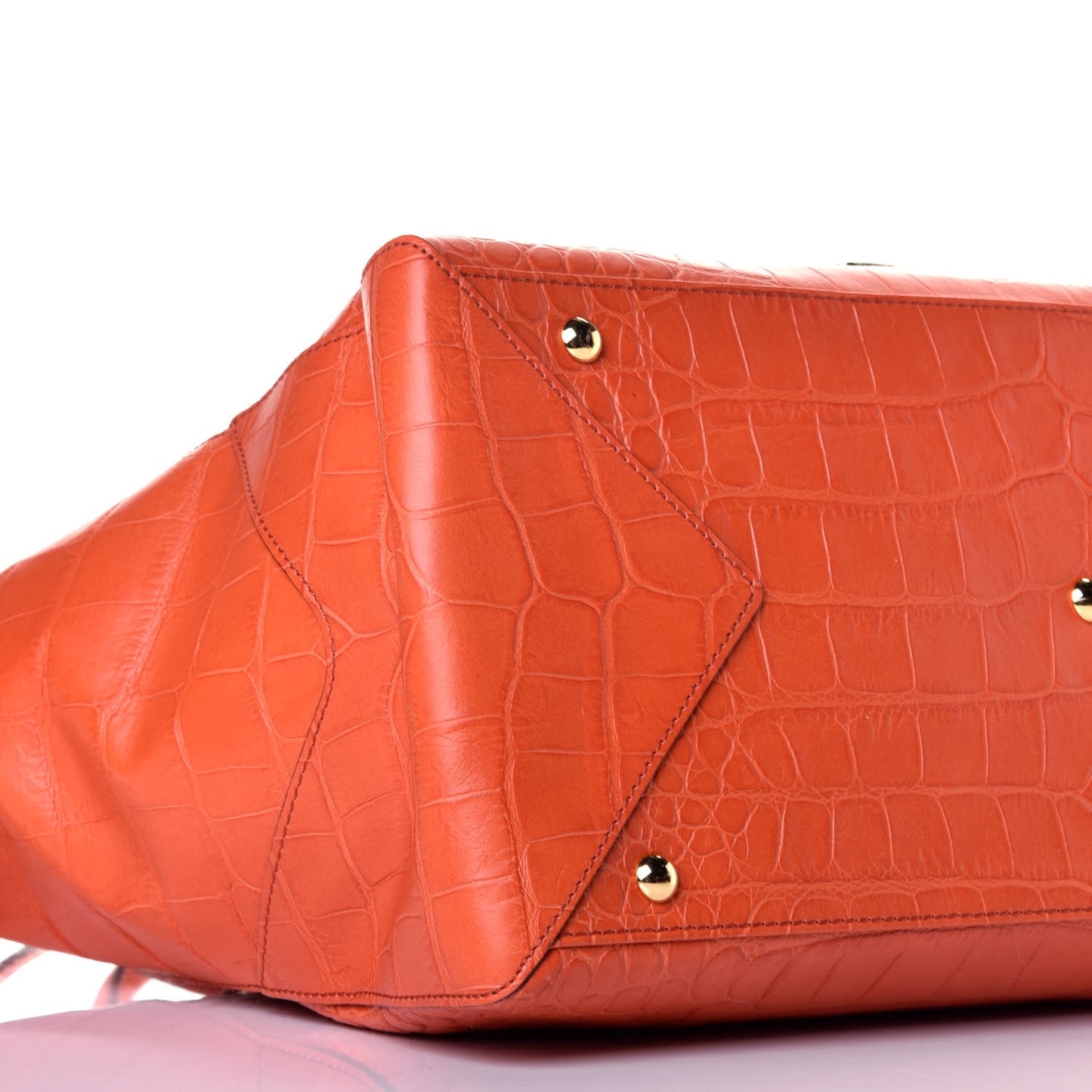 Calfskin Crocodile Embossed Tote Orange