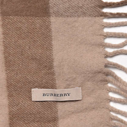Burberry Merino Wool Half Mega Check Fringe Scarf Beige 4 of 5