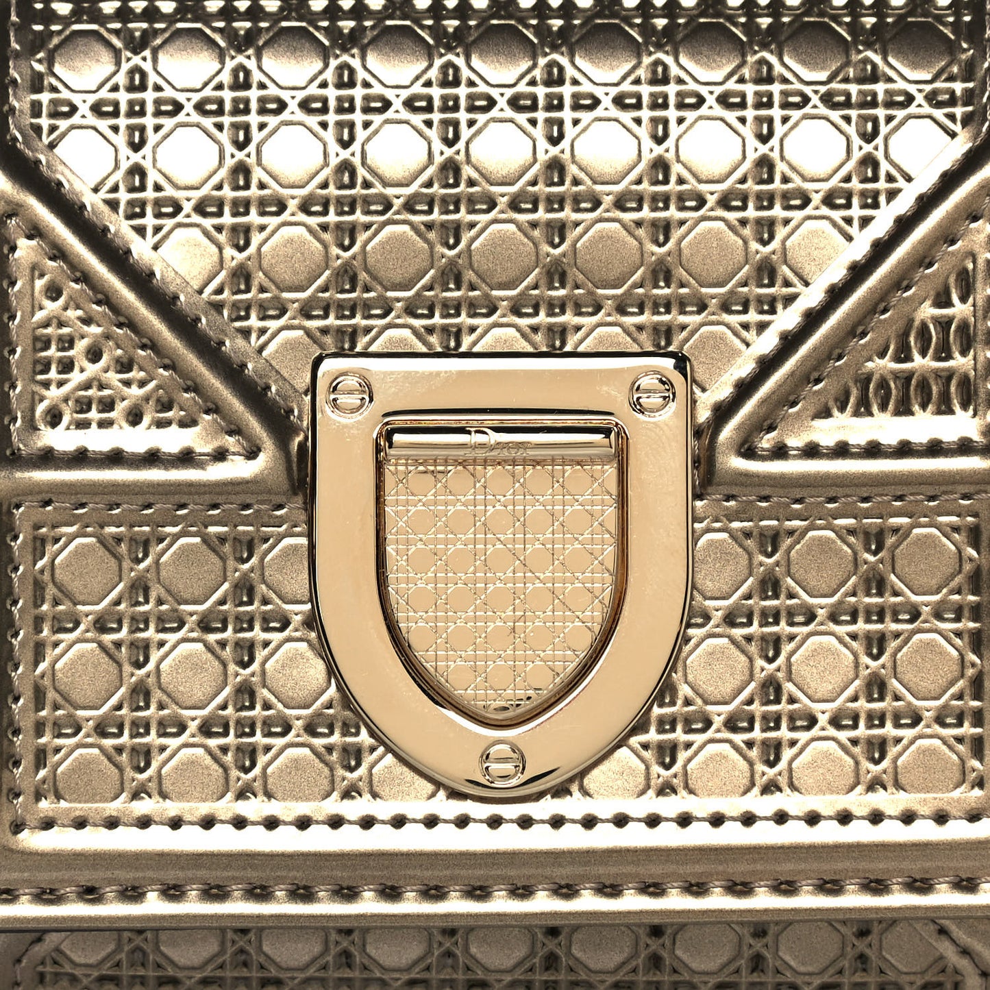 Metallic Patent Micro-Cannage Diorama Elancee Wallet Gold