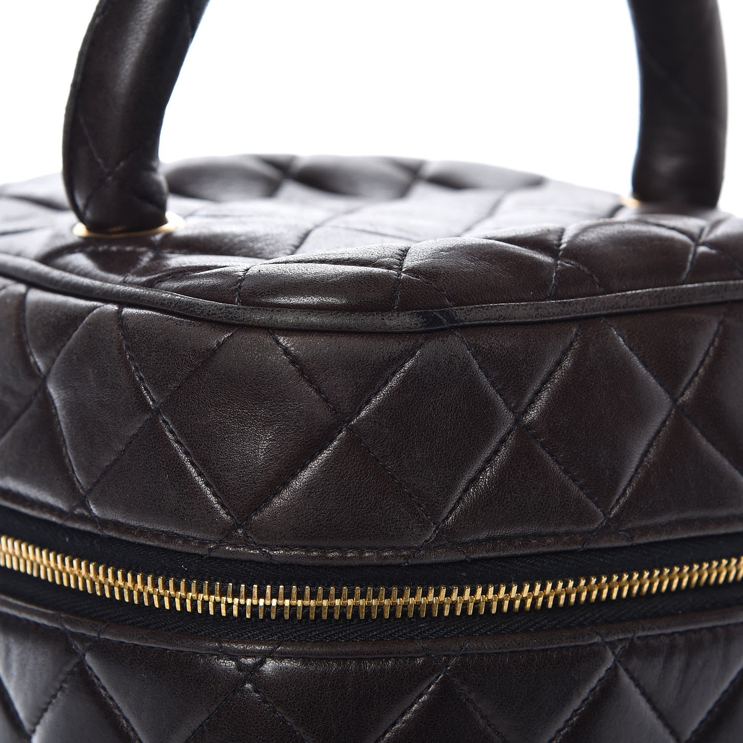 Chanel Lambskin Quilted Cosmetic Vanity Bag Brown 12 of 16