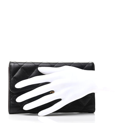 Chanel Caviar Quilted Long Flap Wallet Black 2 of 8