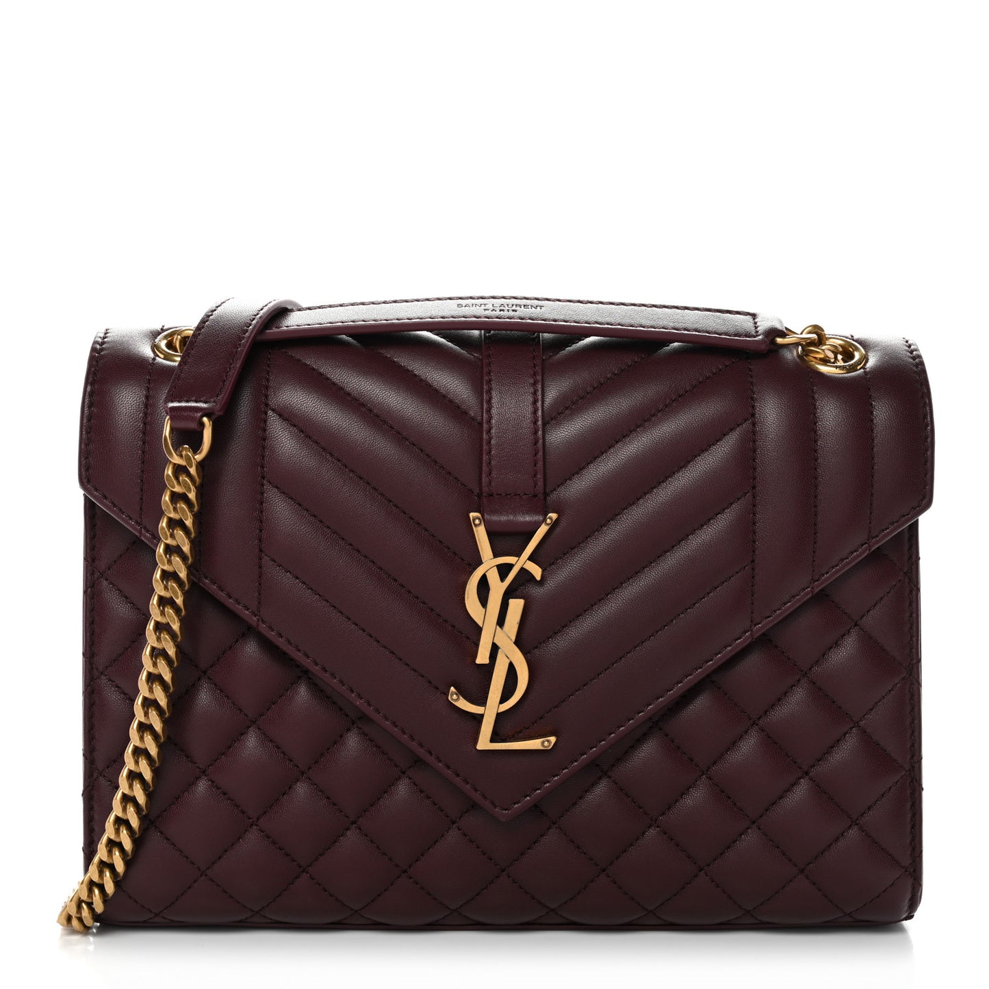 Lambskin Mixed Matelasse Triquilt Medium Monogram Satchel Burgundy