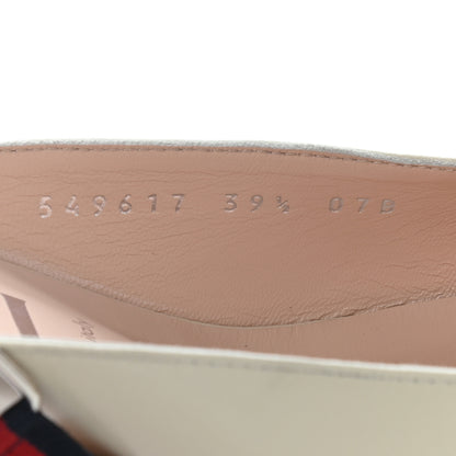 Gucci Malaga Kid Sylvie Web Cross Strap Mid-Heel Slides 39.5 Vintage White 5 of 10