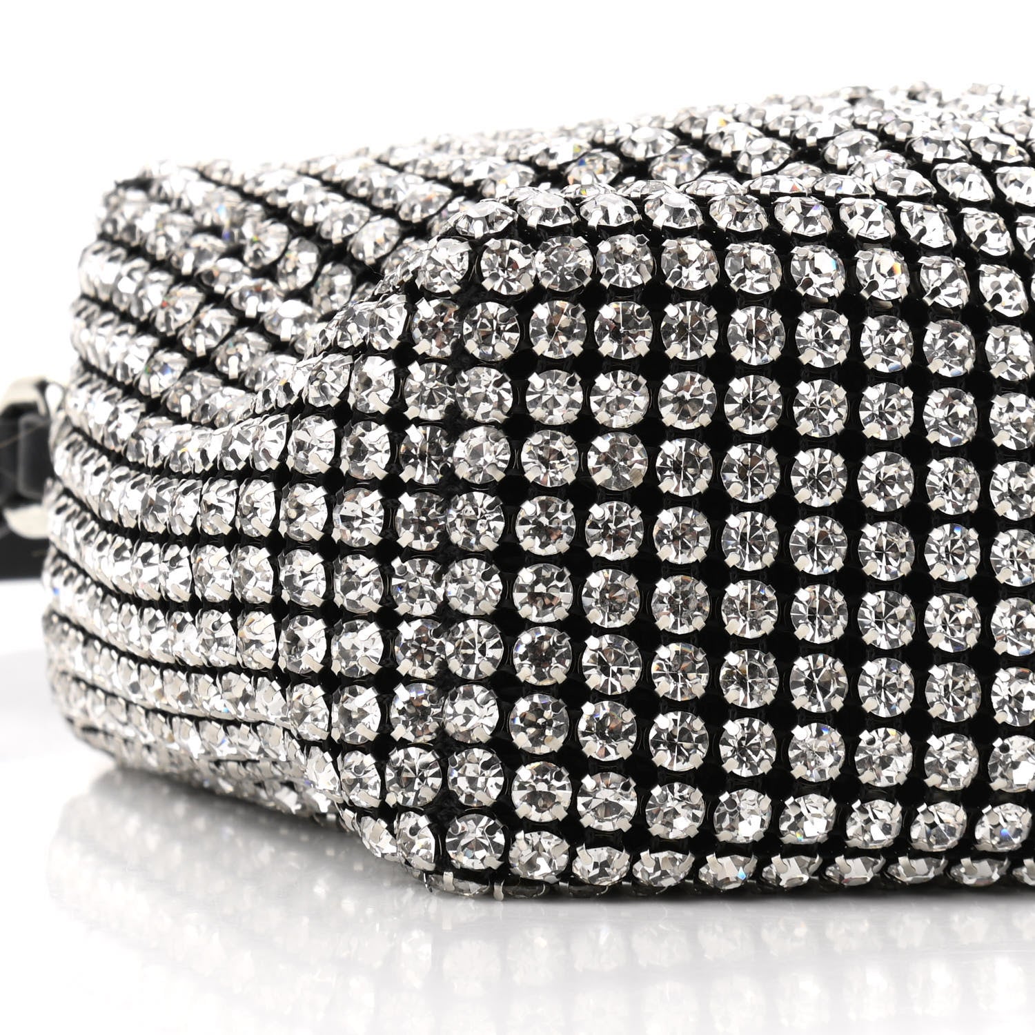 Alexander Wang Mesh Crystal Rhinestone Mini Heiress Pouch Black Silver 8 of 9