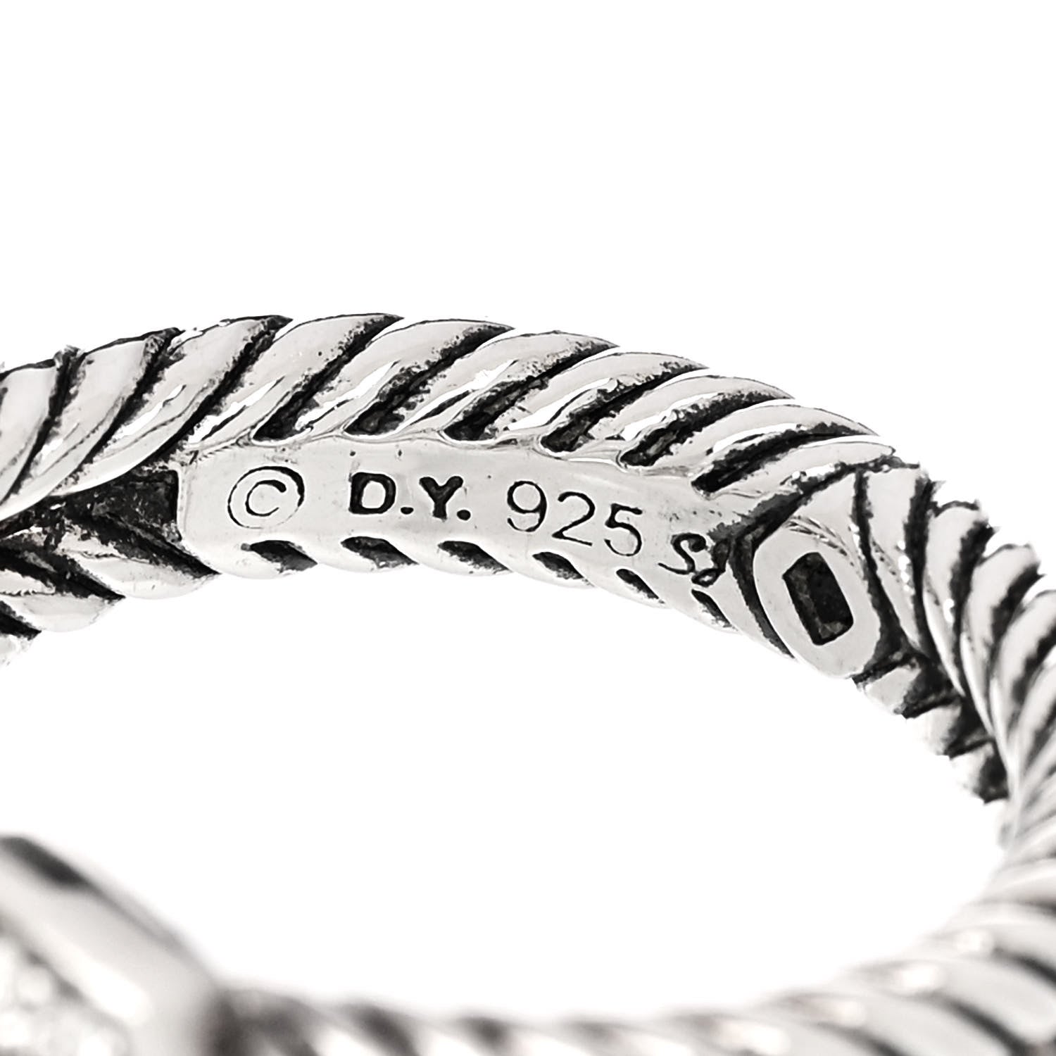 David Yurman Sterling Silver Diamond Prasiolite 7mm Petite Albion Ring 52 6 5 of 6