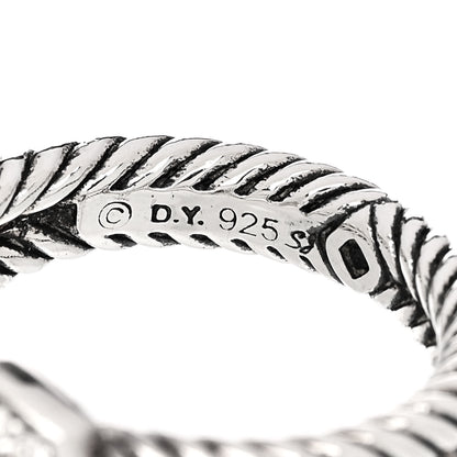 David Yurman Sterling Silver Diamond Prasiolite 7mm Petite Albion Ring 52 6 5 of 6