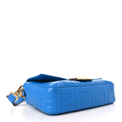 Fendi Nappa FF 1974 Embossed Baguette Blue Royal 4 of 9