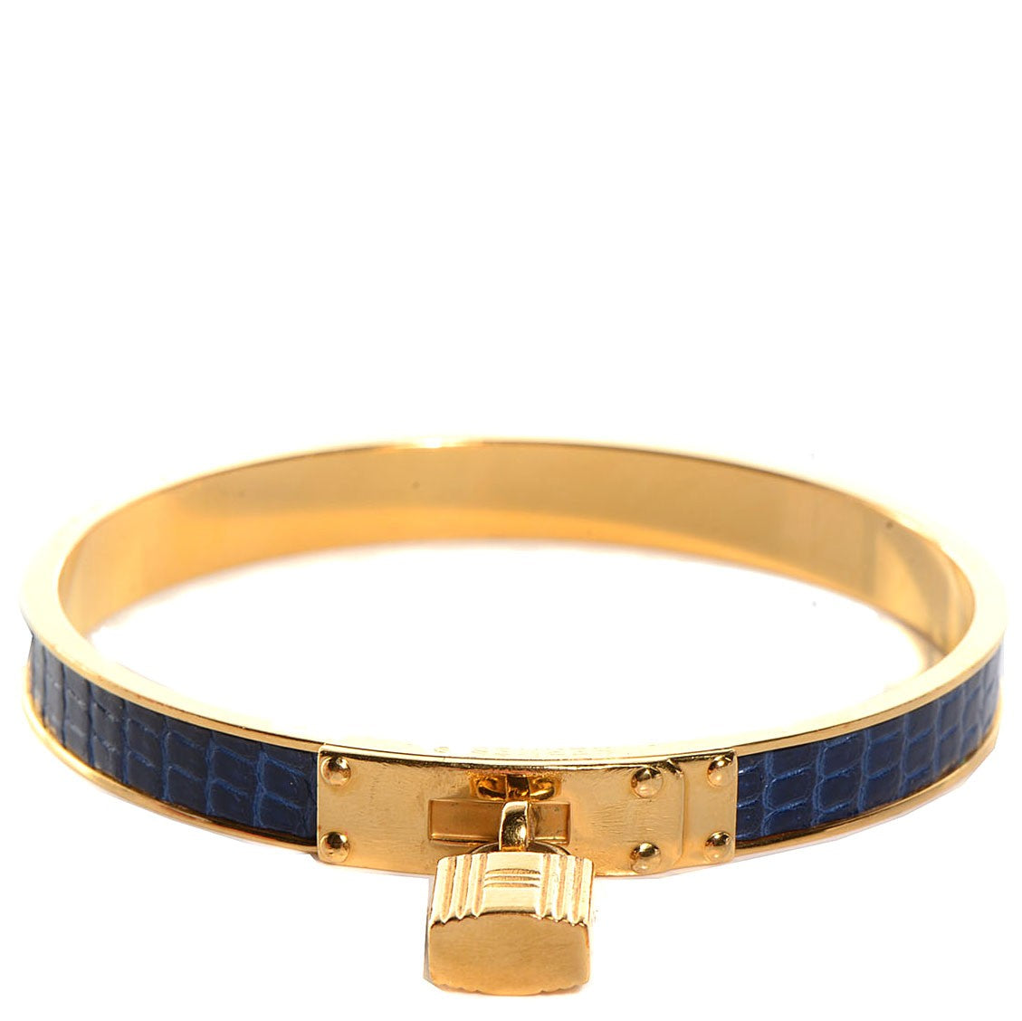 Hermes Lizard Kelly Lock Cadena Bracelet Bleu Roi 1 of 6