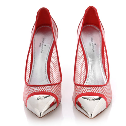 Louis Vuitton Calfskin Mesh PVC Urban Twist Pumps 36 Red 2 of 8