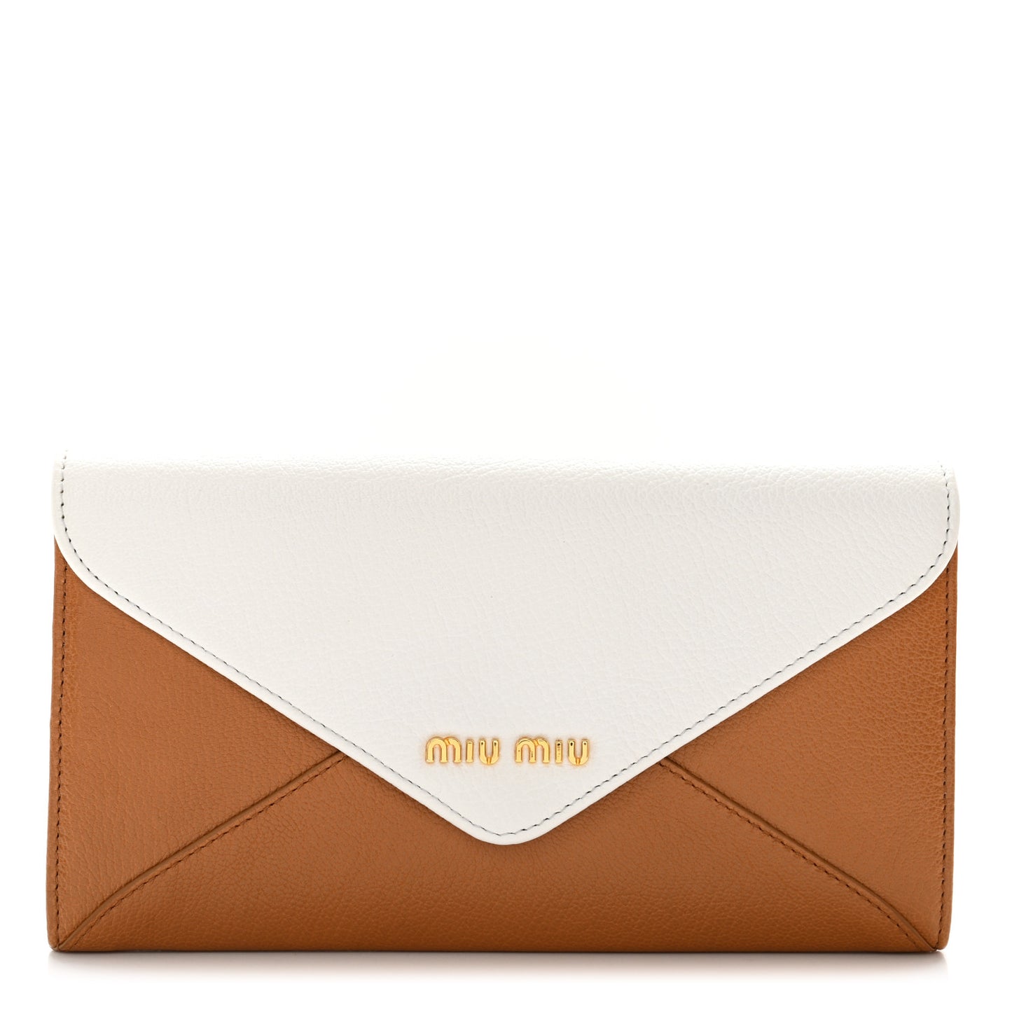 Goatskin Madras Bicolor Envelope Wallet White Cognac