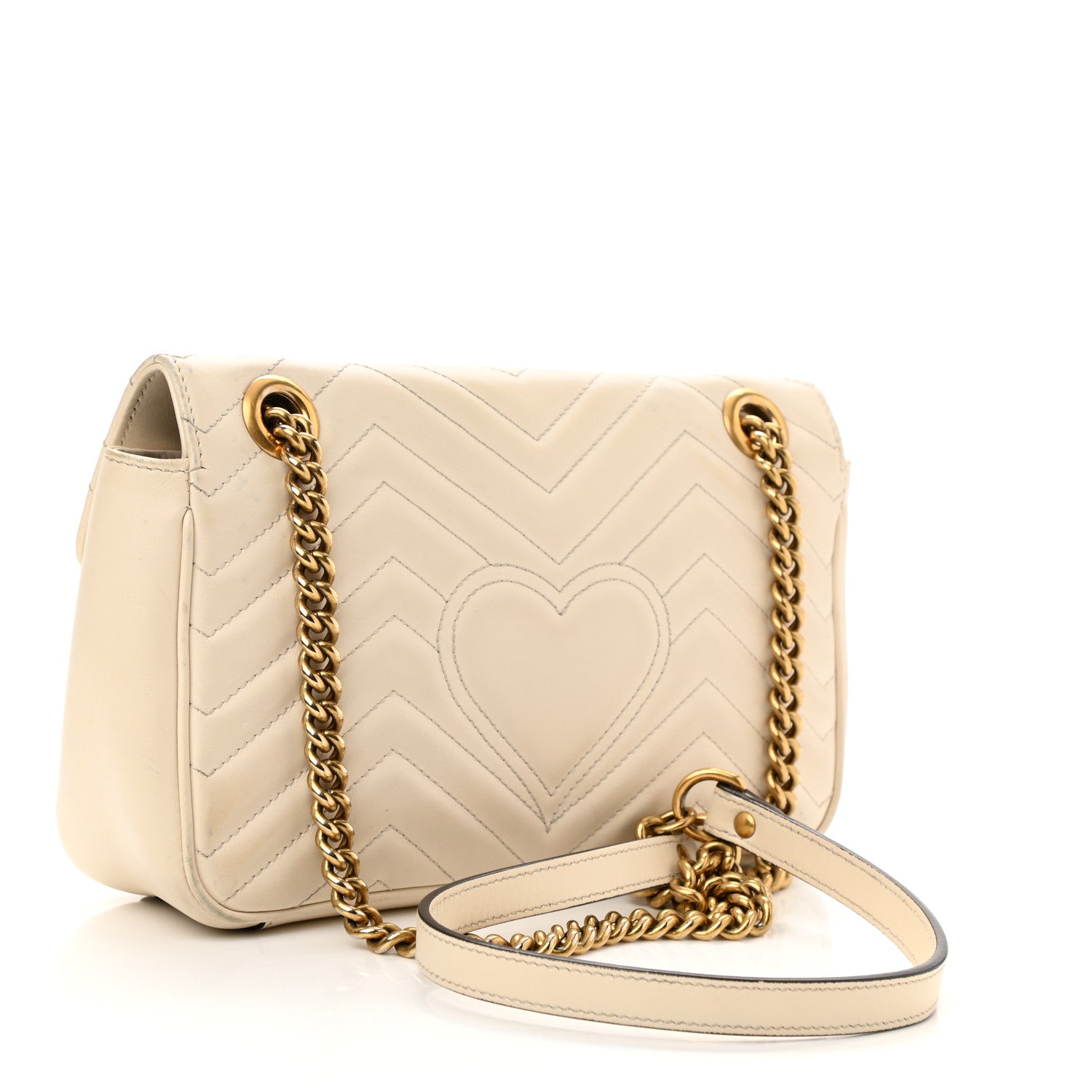 Gucci Calfskin Matelasse Small GG Marmont Shoulder Bag White 3 of 21