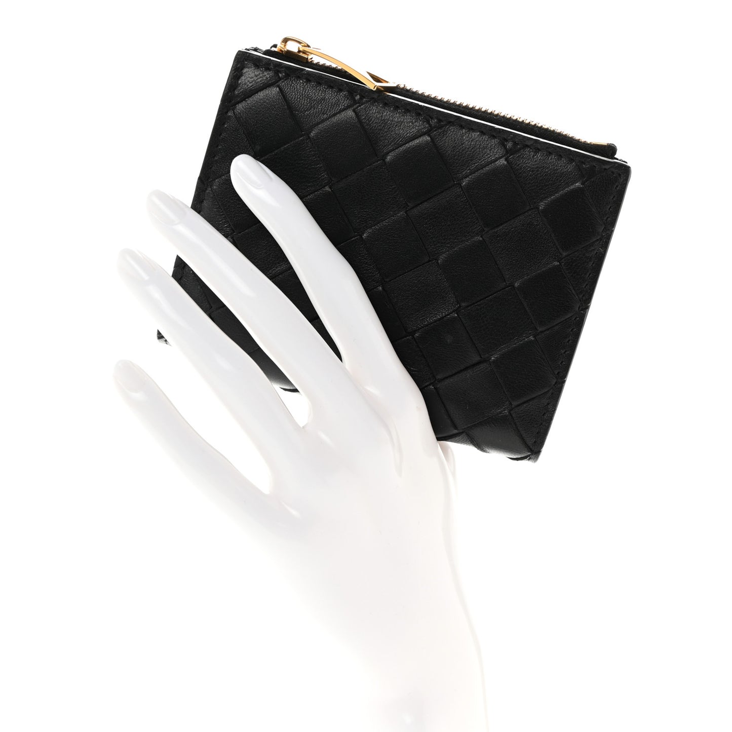Nappa Intrecciato Bifold Zip Wallet Black