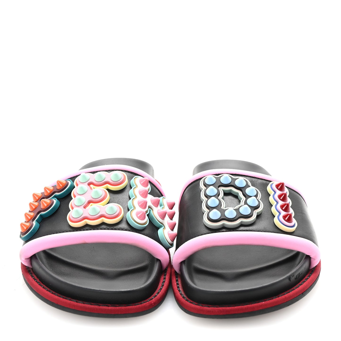 Vitello Studded Fun Fair Slide Sandals 36 Black Multicolor