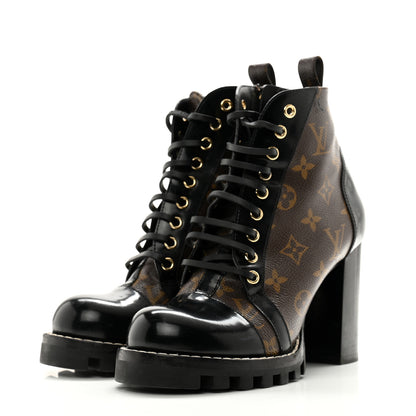 Louis Vuitton Patent Calfskin Monogram Star Trail Ankle Boots 39 Black 3 of 14