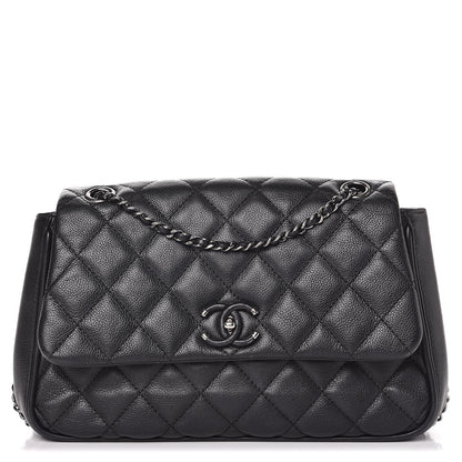 Chanel Calfskin Quilted Medium Frame In Chain Flap Black 1 of 10