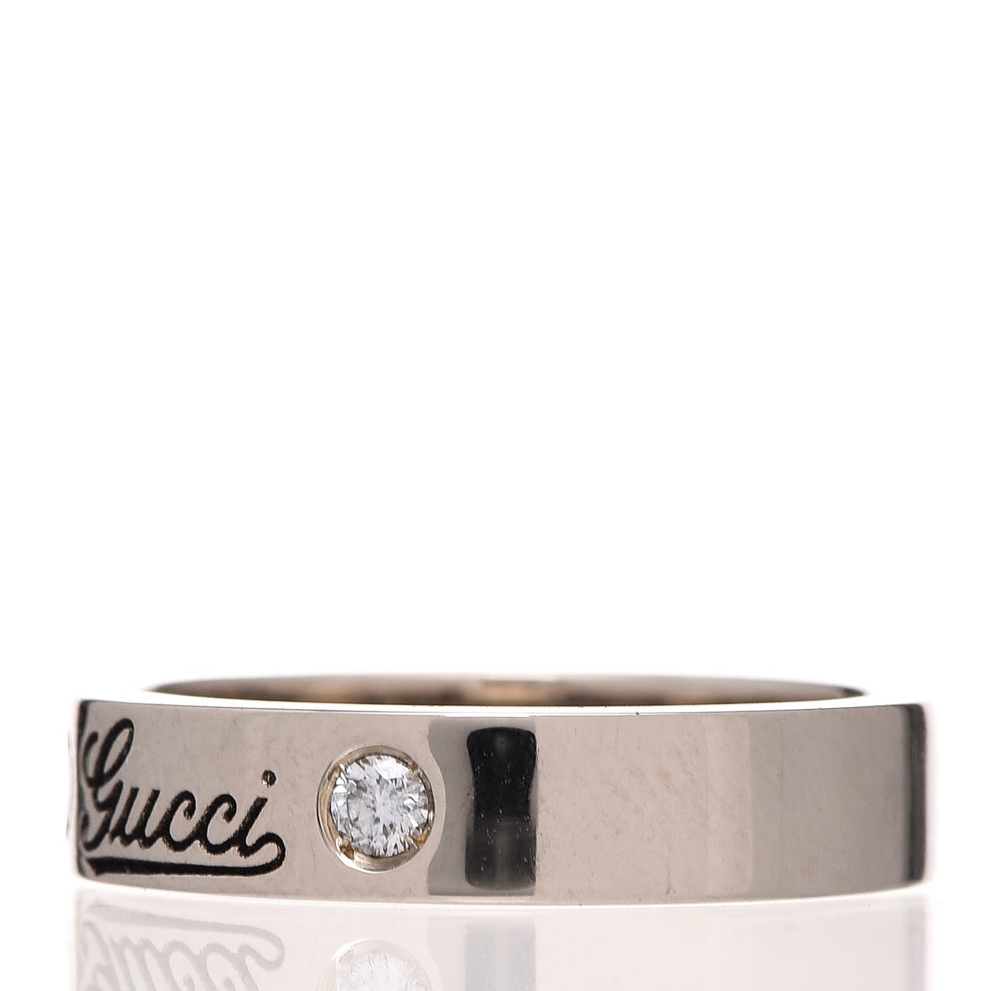 18K White Gold Diamond 4mm Signature Band Ring 48 4.5