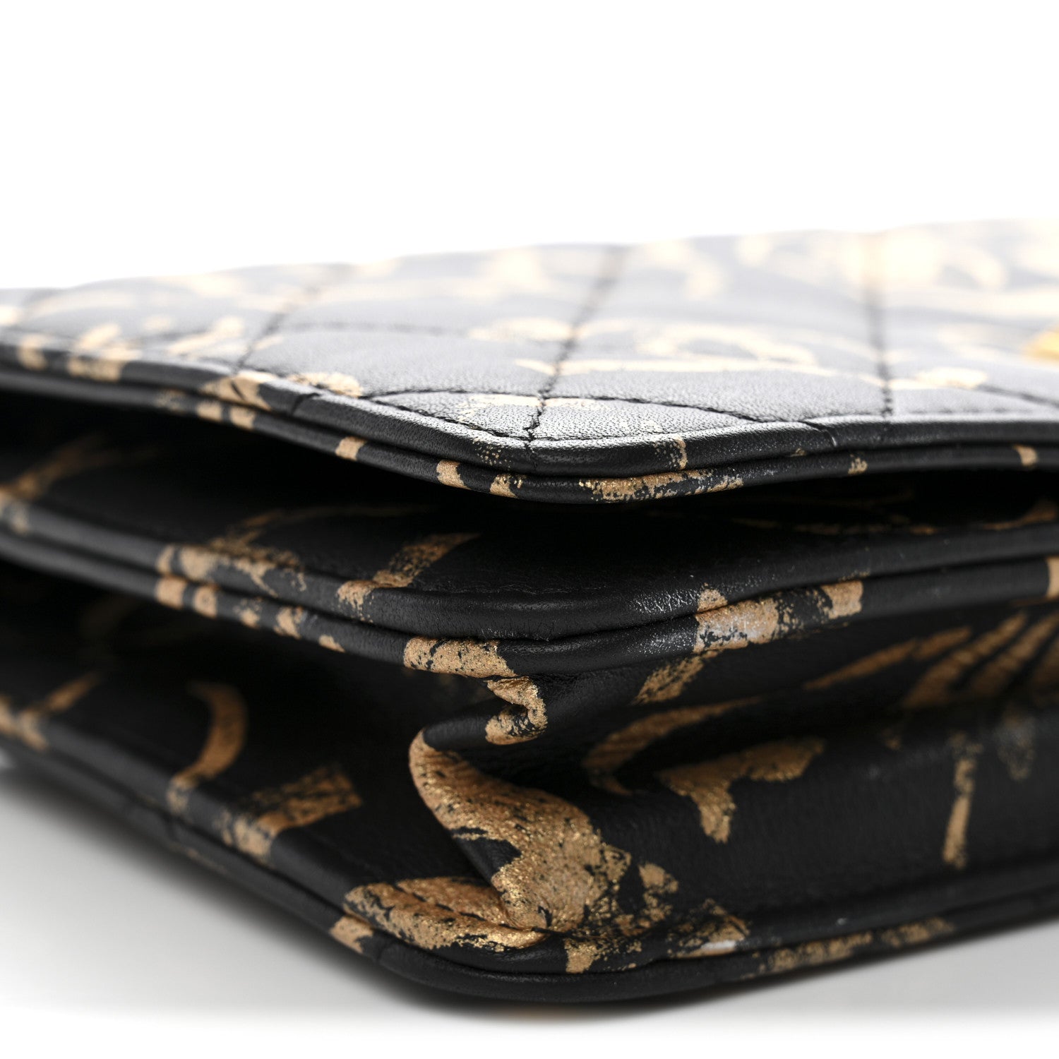 Chanel Calfskin Quilted Graffiti Pyramid Wallet On Chain WOC Black 10 of 12