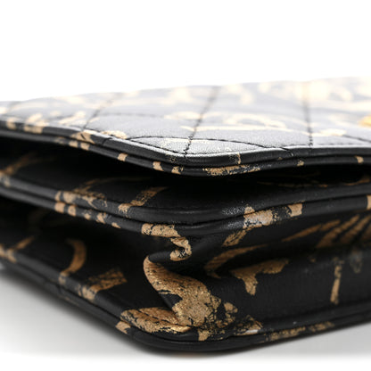 Chanel Calfskin Quilted Graffiti Pyramid Wallet On Chain WOC Black 10 of 12