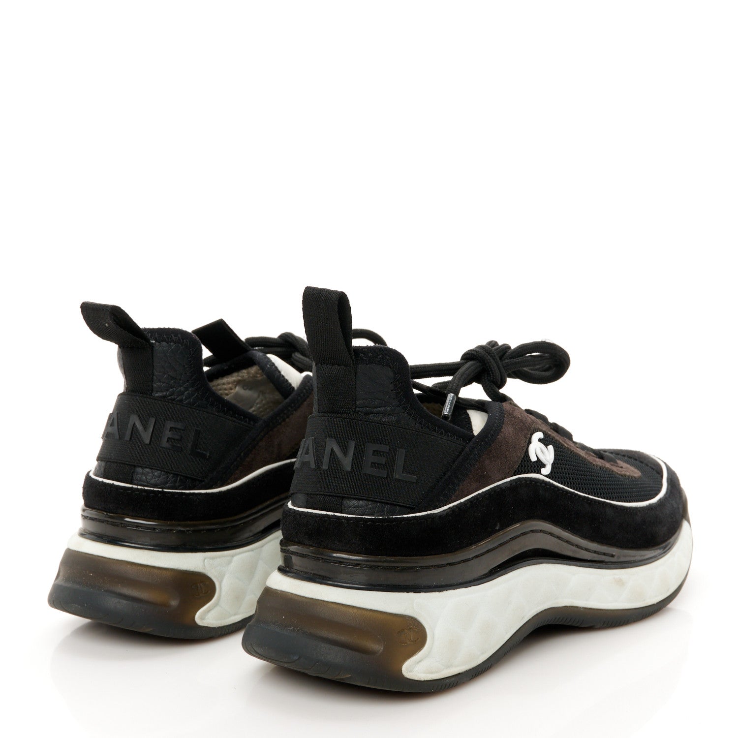 Chanel Velvet Calfskin CC Sneakers 37 Black 5 of 9