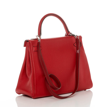 Hermes Taurillon Clemence Kelly Retourne 32 Rouge Casaque 4 of 8