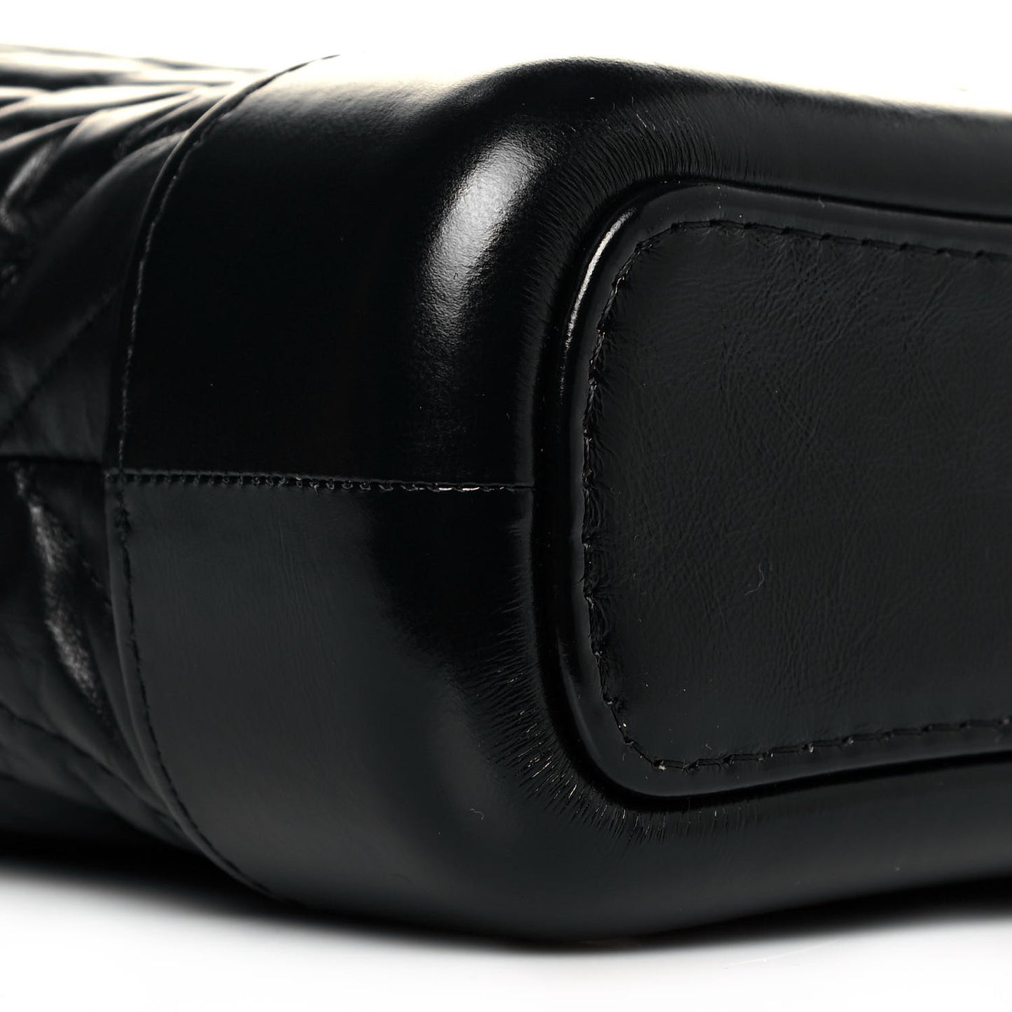 Aged Calfskin Chevron Quilted Small Gabrielle Hobo Black