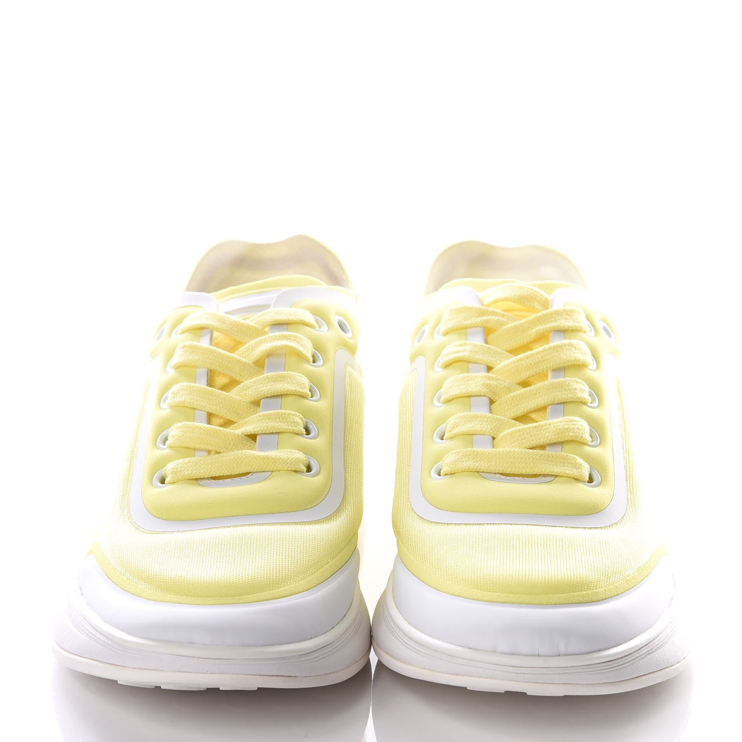 Chanel Lycra Fabric CC Sneakers 36.5 Yellow 3 of 8