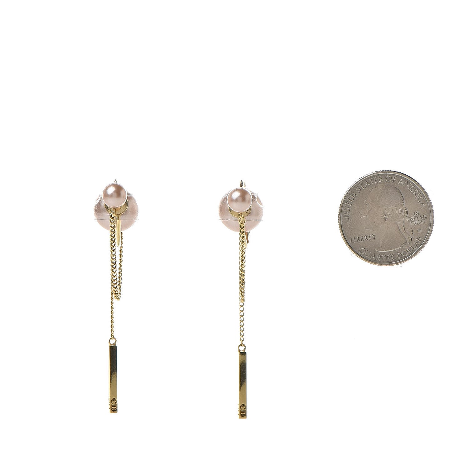 Pearl Tribales Dangle Chain Earrings Pink Gold