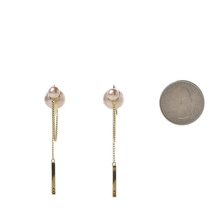 Christian Dior Pearl Tribales Dangle Chain Earrings Pink Gold 2 of 6