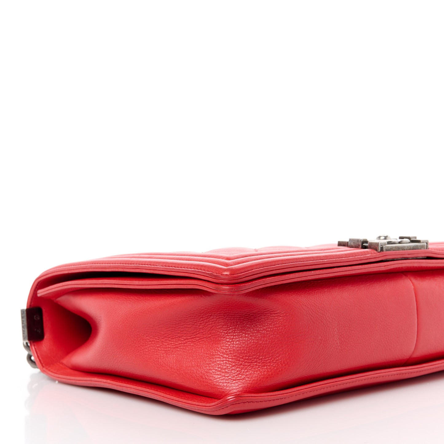 Calfskin Double Stitch New Medium Boy Flap Red