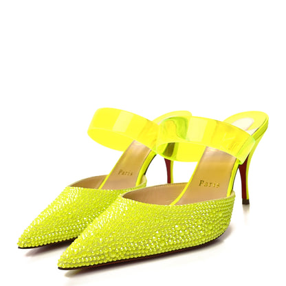 Christian Louboutin Suede PVC Fluo Matt Choc PVC Strass 80 Pumps 38.5 Sulfure 3 of 7