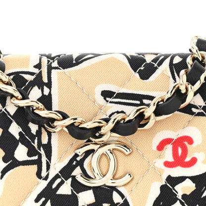Chanel Canvas Check Flag Printed CC Clutch With Chain Beige Multicolor 9 of 11