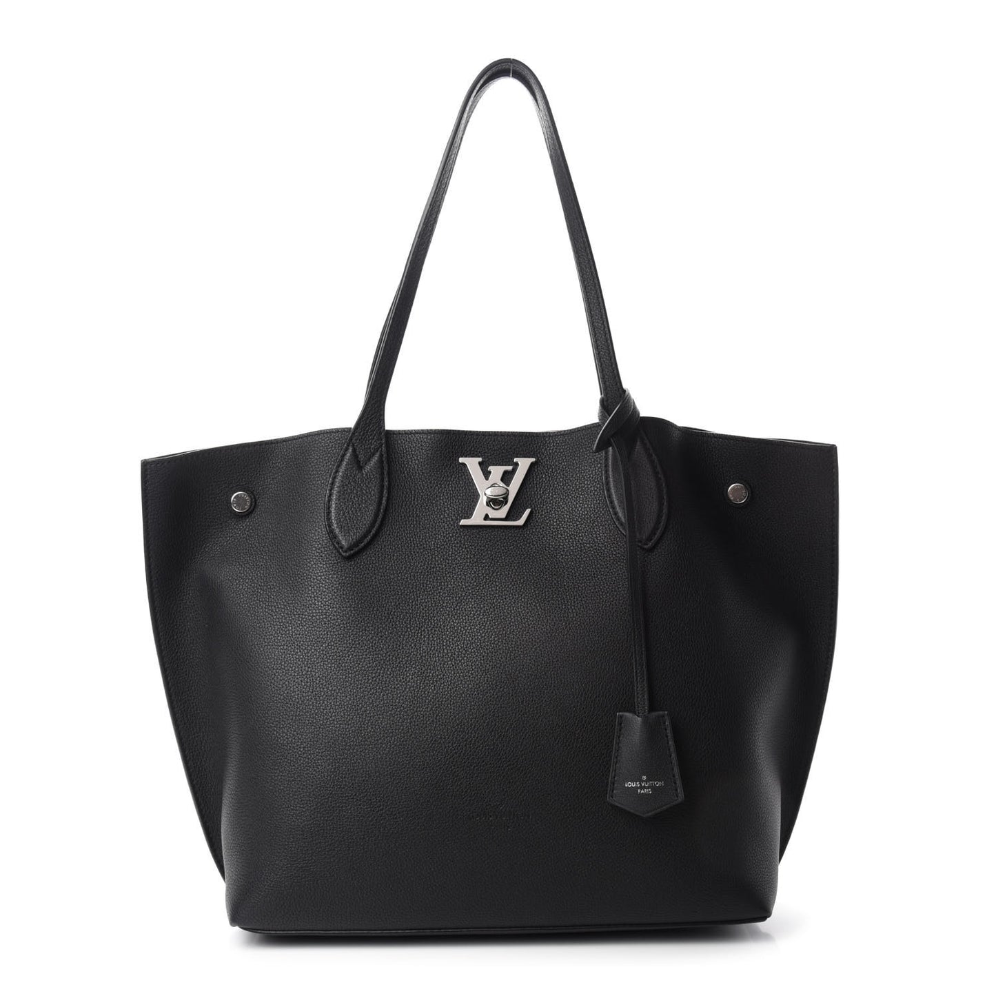 Calfskin Lockme Go Tote Black