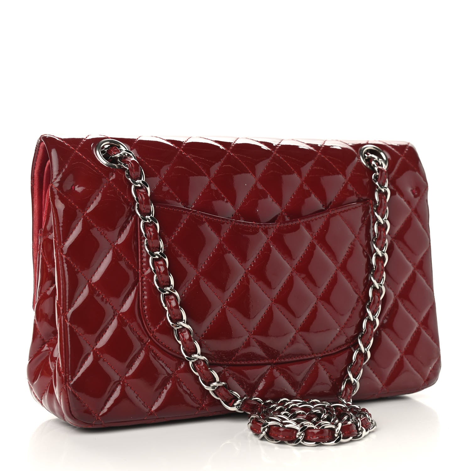 Chanel Patent Calfskin Quilted Medium Double Flap Dark Red 2 of 14