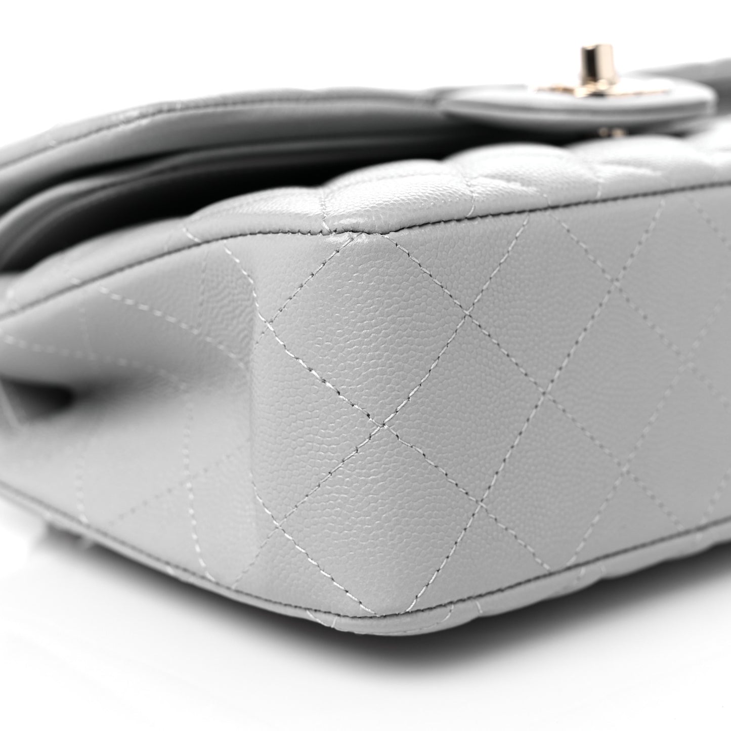 Caviar Quilted Small Double Flap Grey