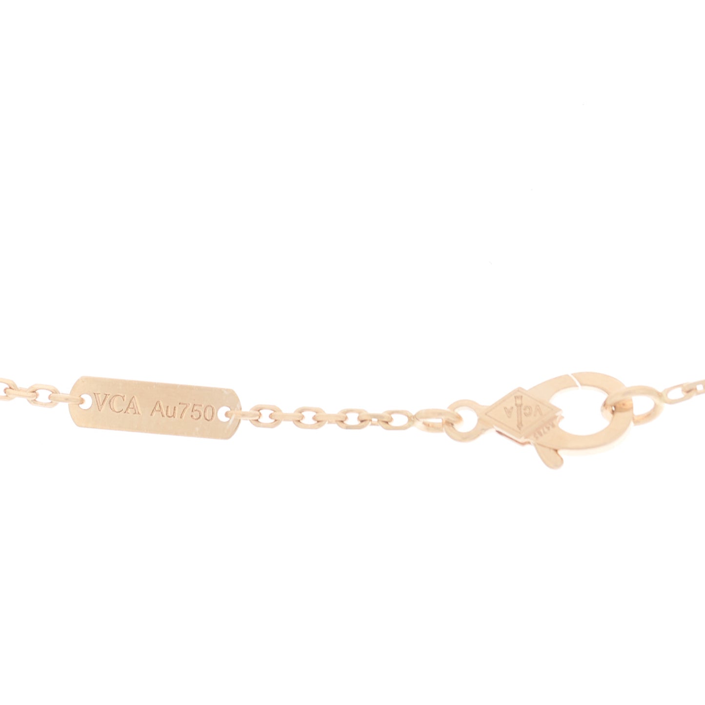 18K Rose Gold Diamond Silver Obsidian Vintage Alhambra Pendant Necklace