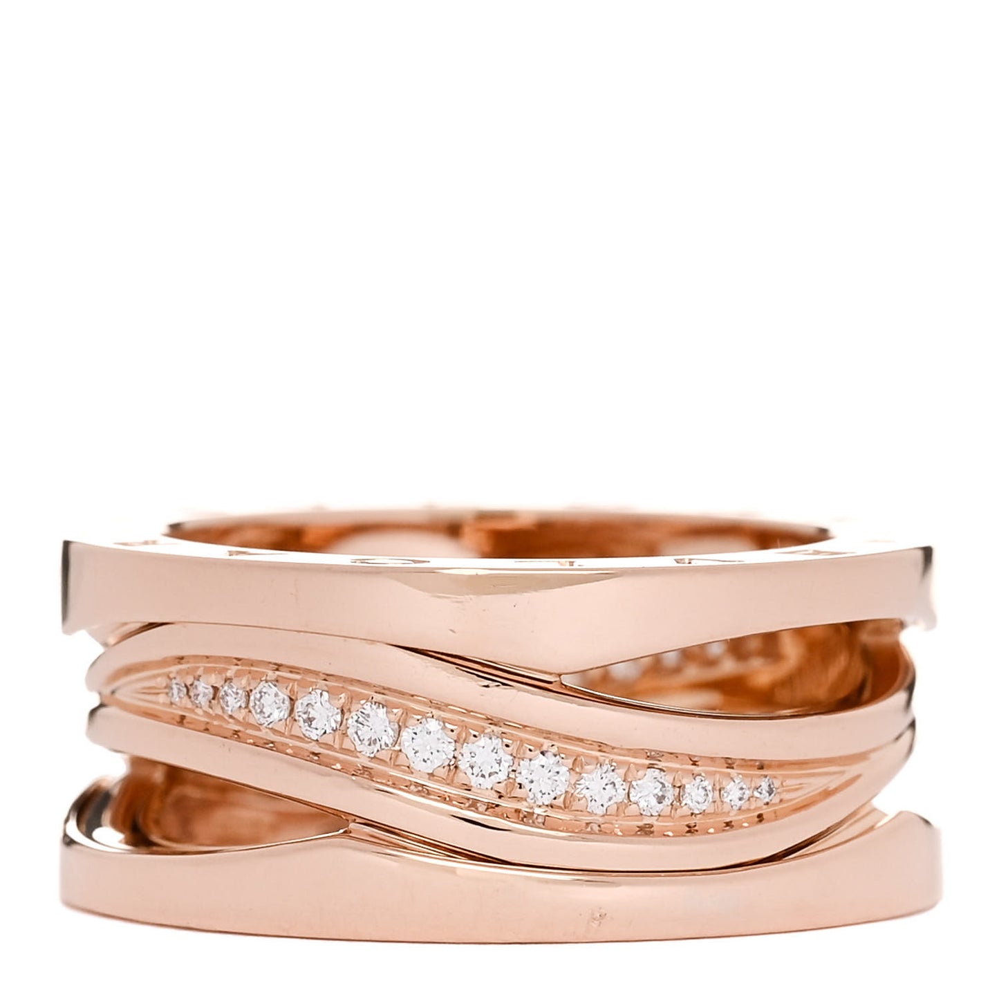 18K Rose Gold Diamond Pave B.Zero1 Legend Ring 55 7.25