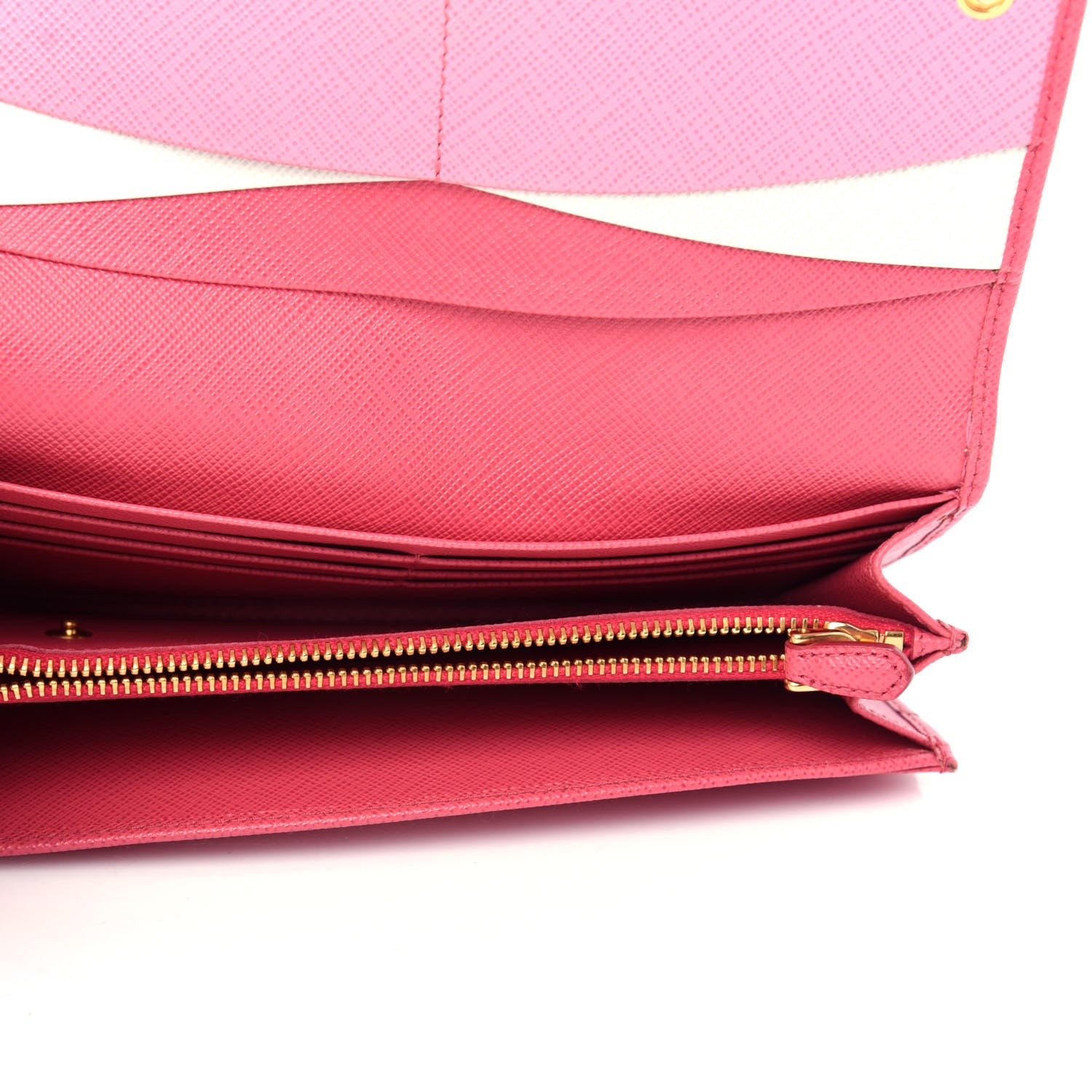 Prada Saffiano Metal Continental Flap Wallet Peonia 5 of 7