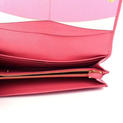 Prada Saffiano Metal Continental Flap Wallet Peonia 5 of 7