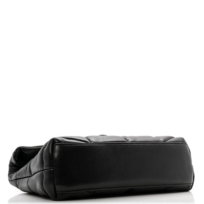 Saint Laurent Lambskin Quilted Toy Loulou Puffer Monogram Chain Satchel Black 4 of 13