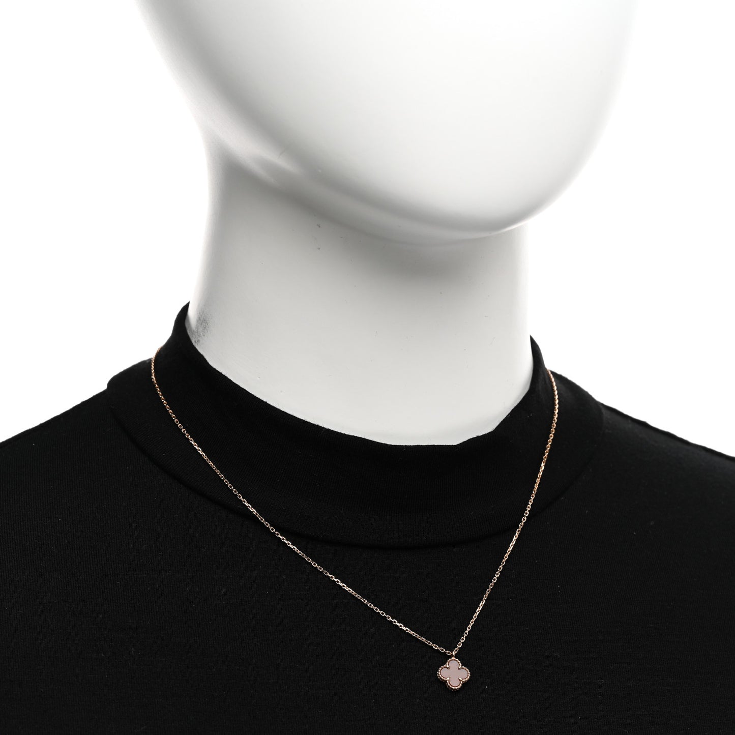 18K Rose Gold Carnelian Sweet Alhambra Pendant Necklace
