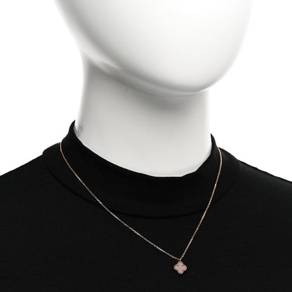 Van Cleef & Arpels 18K Rose Gold Carnelian Sweet Alhambra Pendant Necklace 2 of 4